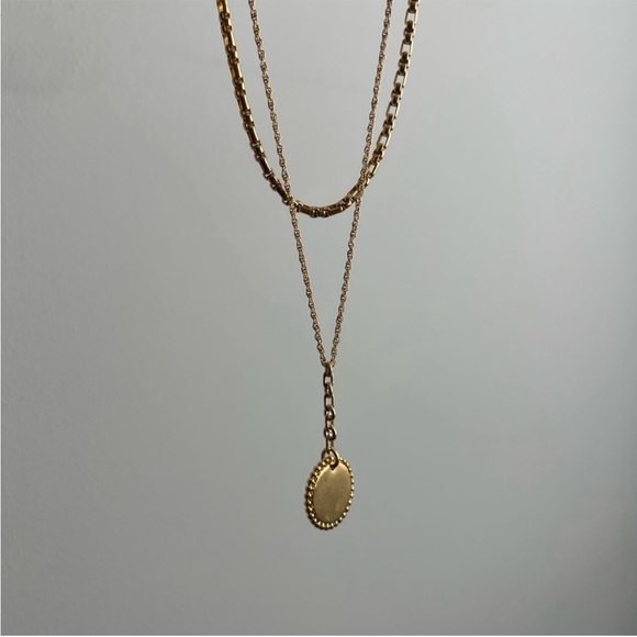 NWT MADEWELL 2-Piece Lariat Necklace Set Vintage Gold - Picture 8 of 11